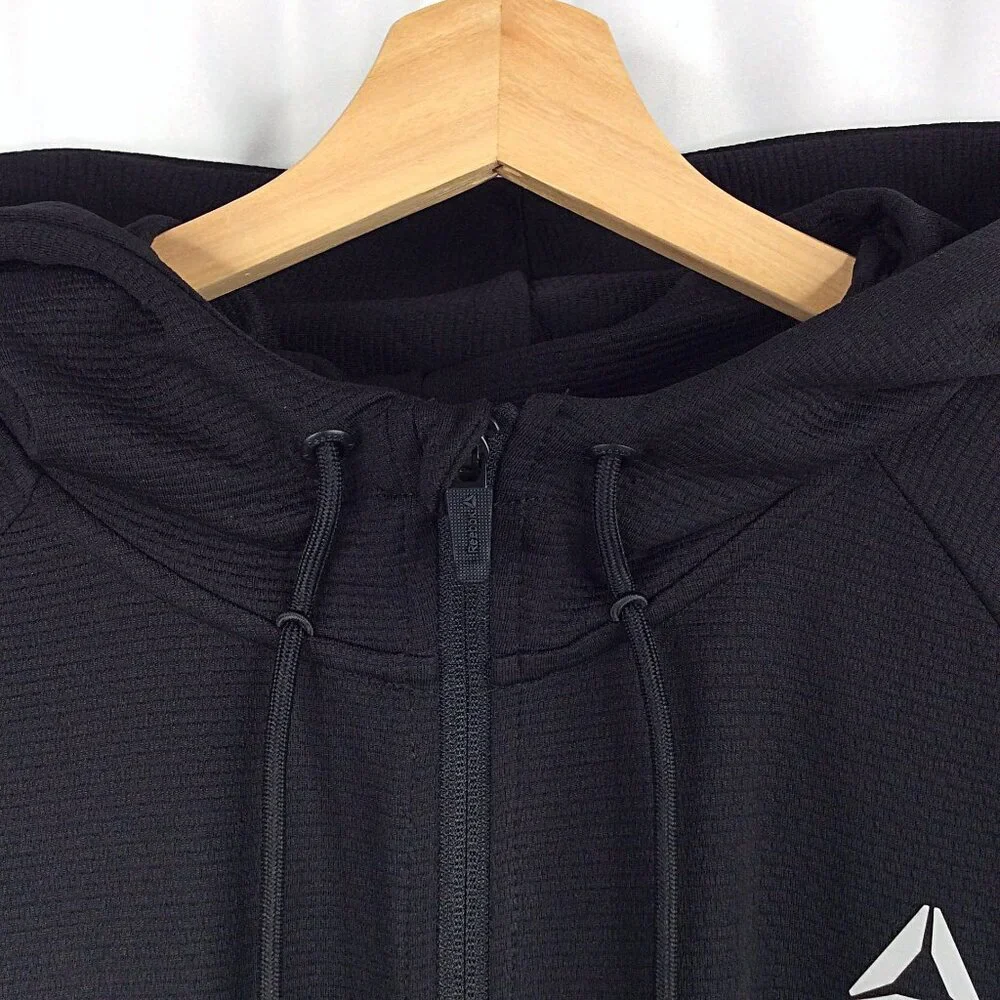 Reebok Hybrid Athletic Track Jacket Mens Size Large Black Full Zip‎ Pockets